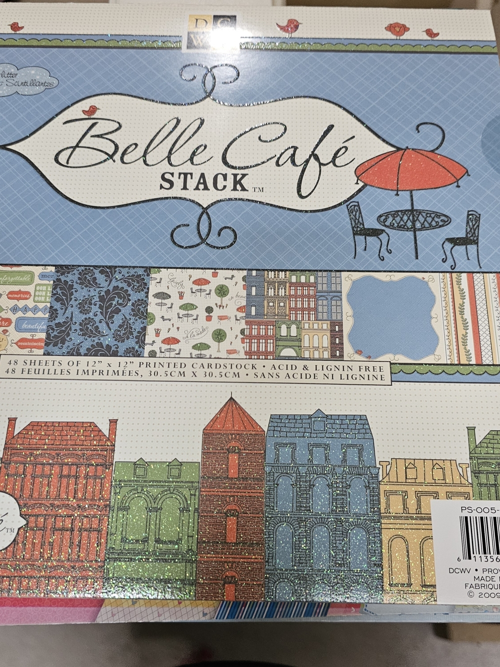 DCWV Vintage Belle Café Stack Patterned Cardstock Pad - Blue, Red, Green, Tan